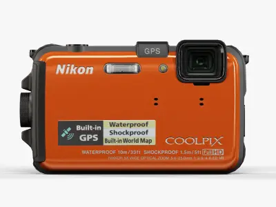 Nikon Coolpix AW100 rugged and proof digital camera Low-poly 3D model