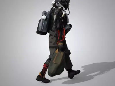 Futuristic combat warrior 3D model