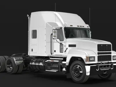  2025 Semi Truck White Rigged for Cinema 4D 
