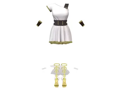 Female Roman Gladiator Mini Outfit Low-poly 3D model