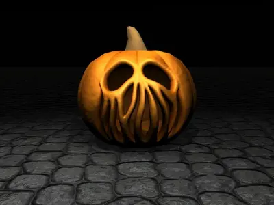 Creepy low poly jack-O-Lantern Pumpkin for Halloween Low-poly 3D model