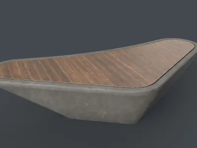 Modern Outdoor Bench 99 PBR Game Ready Low-poly 3D model