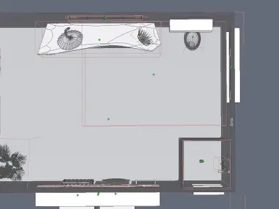 Bathroom with tiles and plants 3D model