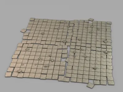 Stone floor module Low-poly 3D model