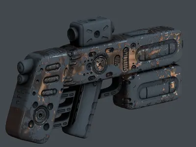 Gun scifi 3d model scifi Low-poly Low-poly 3D model Low-poly  Low-poly 3D model