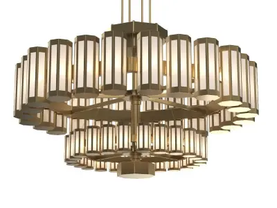 Bronze and Glass Modern Chandelier 3D model