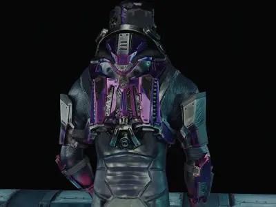 ALIEN with armor Low-poly 3D model