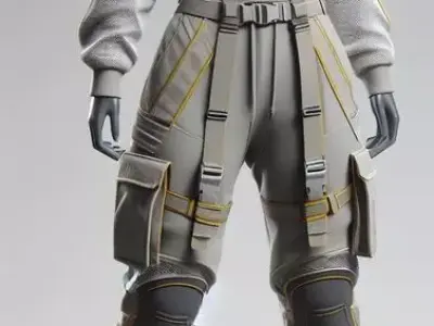 Futuristic Tech Suit 3D Model Clothing Grey Hoodie  Low-poly 3D model