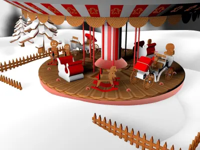 Gingerbread Village V2 Caroussel 3D model