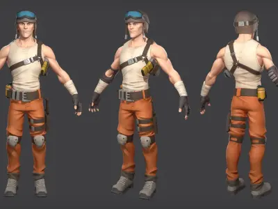 Soldier game ready character Low-poly 3D model