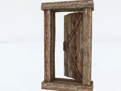 Old Wooden Door 02 Low-poly 3D model