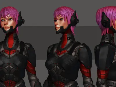 Sci-Fi Female Soldier 3D model
