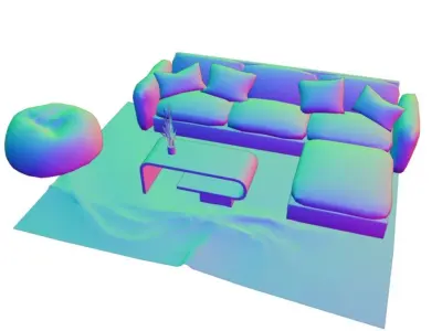 Living Room Low-poly 3D model