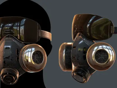 Gas mask helmet 3d model scifi Low-poly  Low-poly 3D model