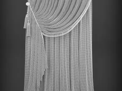 Curtain with tassels Low-poly 3D model 2