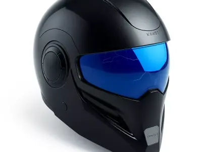 Futuristic Motorcycle Helmet with Visor Low-poly 3D model