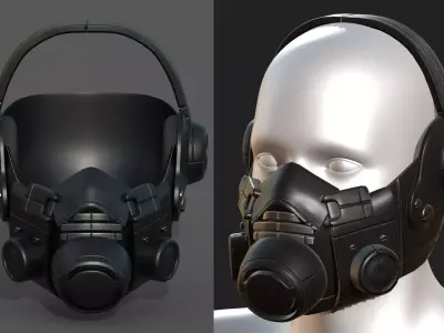 Gas mask black plastic protection isolated scifi  Low-poly 3D model