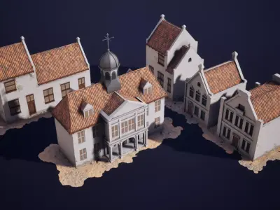 Old Batavia City Offices Townhall Static Meshes for Games Low-poly 3D model