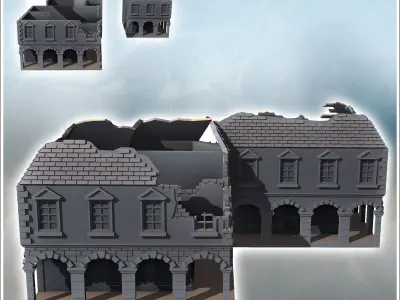 Ruined building with a large colonnaded passage an upper floor w 3D print model