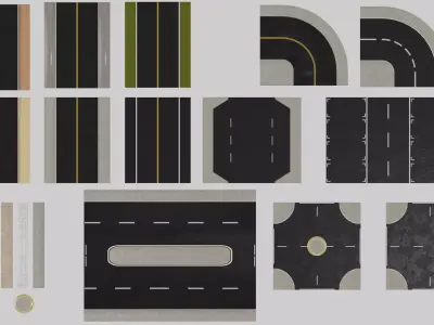 Generic city road asset Low-poly 3D model