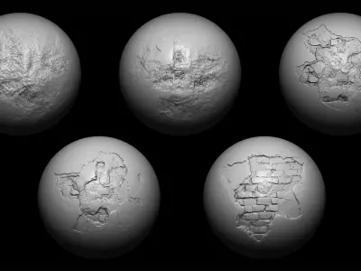 20 Concrete Cracks and Damages Brush  Alphas Texture