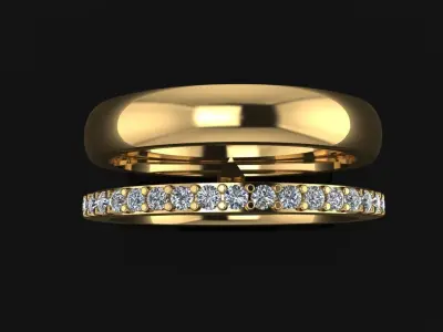 DOUBLE ROW STACK DIAMOND BAND RING SIZE 4 3D print model