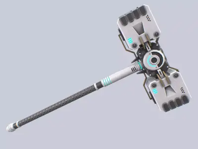 Scifi hammer Low-poly 3D model