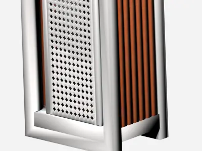 Wooden and metal box type aluminum trash can Low-poly 3D model