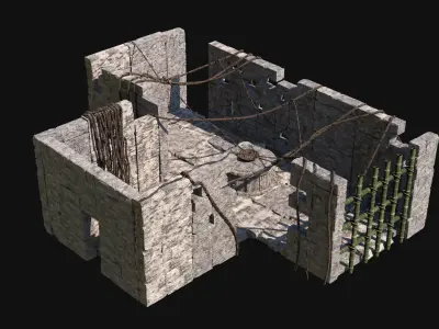 SACRIFICE ALTAR JUNGLE TRIBAL CULT PLACES ROCK CONSTRUCTIONS Low-poly 3D model