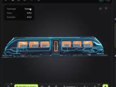 Futuristic Tron-Style Train Lowpoly Low-poly 3D model