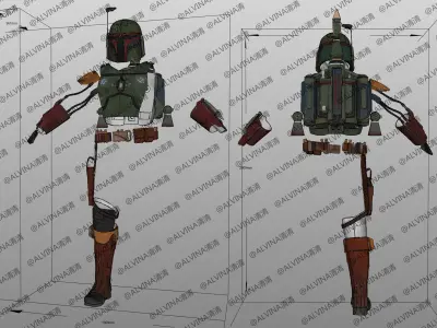 Star Wars Boba Fett Armor - DIY Cosplay Pepakura Foam Template Low-poly 3D model