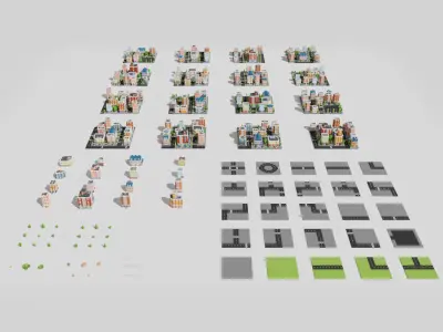 Isometric Low poly City Pack Low-poly 3D model