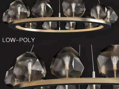 Gem Ring Single Tier Chandelier low poly 3d model Low-poly 3D model
