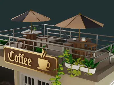 Coffee Cafe Low-poly 3D model
