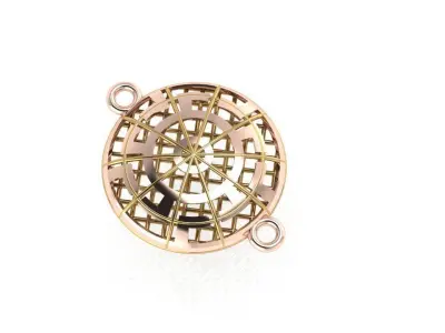 pendant15 rose gold plated sterling silver compass charm 3D print model