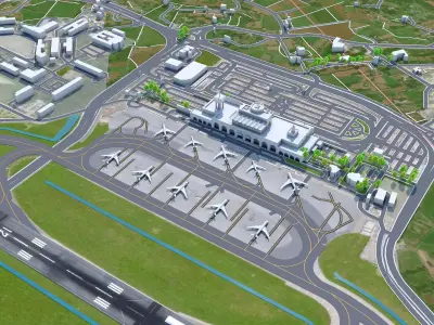 Malta International Airport 10km Low-poly 3D model