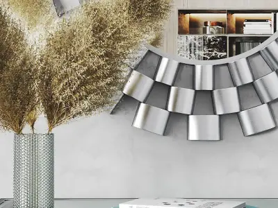 Arielle Tiered Wall Mirror and Anta Gold Console Table 3D model