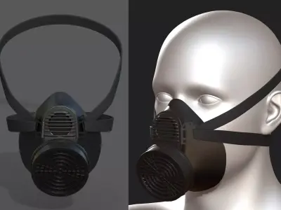 Gas mask respirator scifi futuristic 3d  Low-poly 3D model