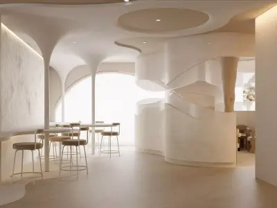 Minimalist Creamy Lobby and Reception 3D model