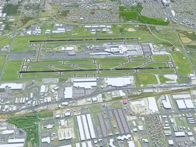 John Glenn Columbus International Airport 10km Low-poly 3D model