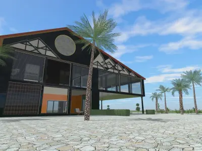the glass house Low-poly 3D model