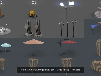 PBR Street Park Pergola Gazebo - Mega Pack