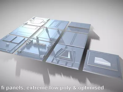 Extreme Low-Poly Sci-Fi Panels Low-poly 3D model