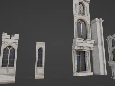 modular medieval building parts with 4k pbr textures  Low-poly 3D model