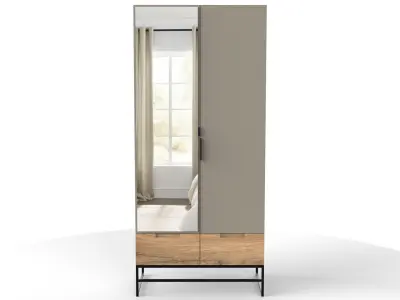 Modern Mirrored Wardrobe Armoire FlatPack 3D model