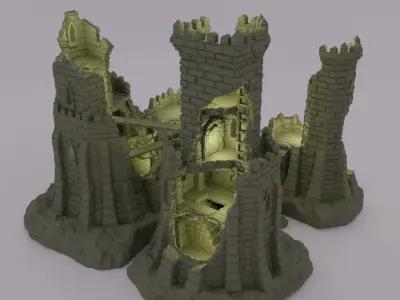 Ruined Desert Outpost Tabletop Terrain 28 MM 3D print model