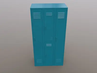 PBR School Gym Locker 04 - Blue Sea Low-poly 3D model