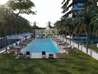 Modern two-block multi-storey site project 3D model