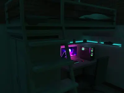 bedroom interior  Low-poly 3D model