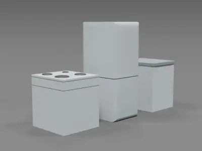 Low Poly Cartoon Household Electronic Devices Low-poly 3D model